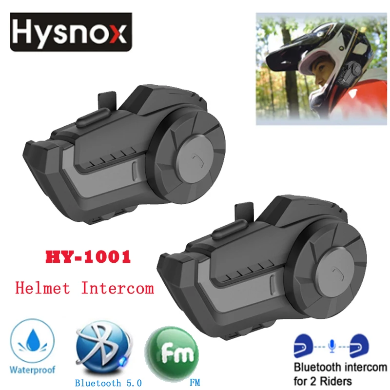 

FM Radio Bluetooth 5.0 Helmet Headset Motorcycle Intercom 2 Riders 800M Interphones Waterproof CVC Noisce Reduction HY-1001