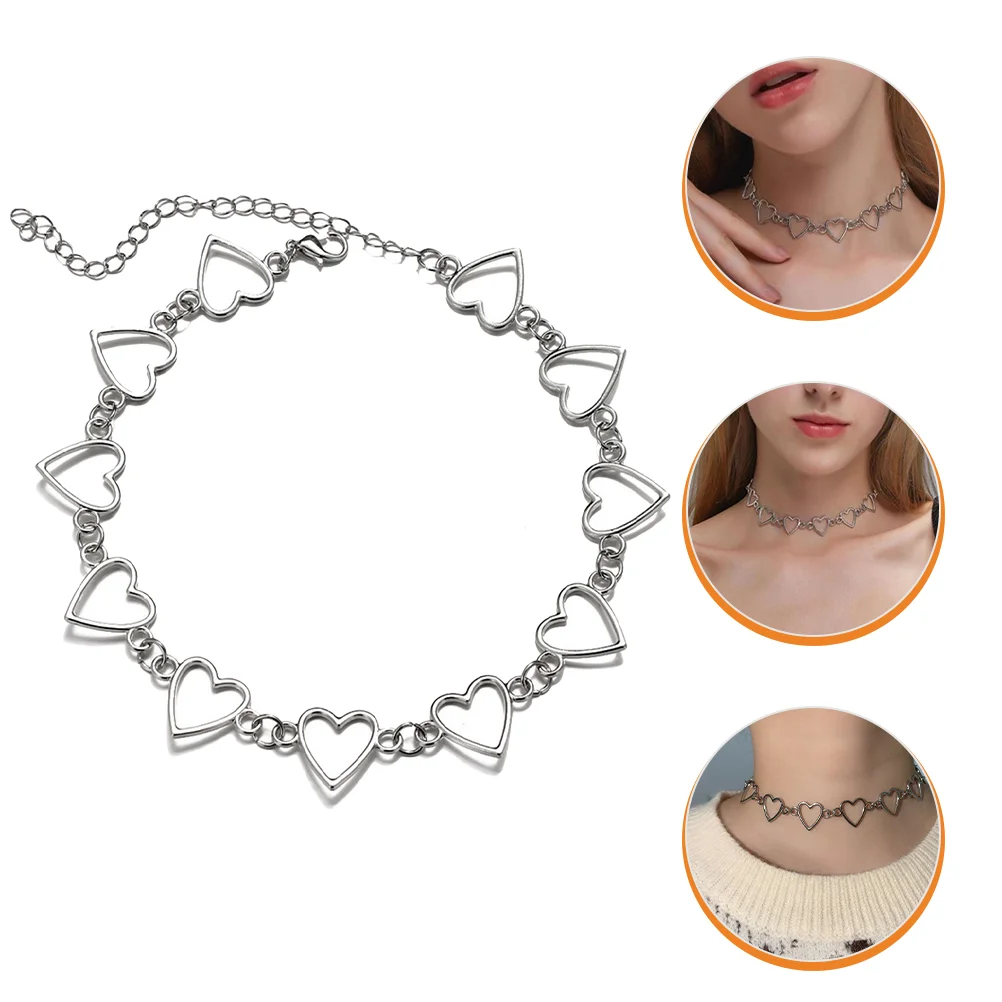 

Cutout Heart Necklace Jewelry Women Choker Punk Hollow Clavicle Chain Moisennette