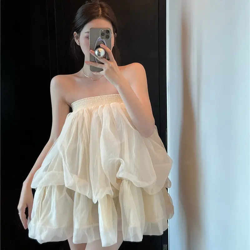 

Платье женское Сетчатое с открытыми плечами, без бретелек, с пышной юбкой