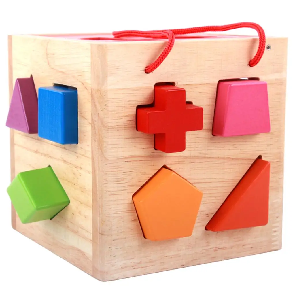 

Shape Sorter with Geometric Classic Wooden Toy for Preschool Kid