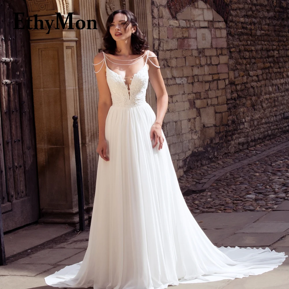 

Ethymon Classic A-line Wedding Gown For Women Beads Lace Appliques Sequined Off the Shoulder Vestidos De Novia Personalised
