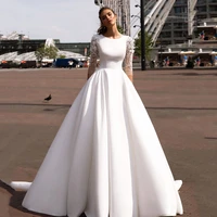 elegant dubai satin wedding dress 2022 modern 3d flowers half sleeves princess bridal gown counrty custom made robe de mariee