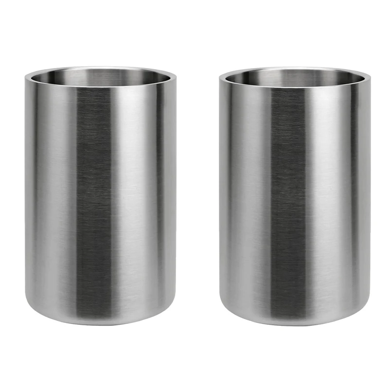 

2 Pack Wine Cooler 1.6L Stainless Steel Ice Bucket Champagne Wine Bottle Cooler For Bar Kitchen Home