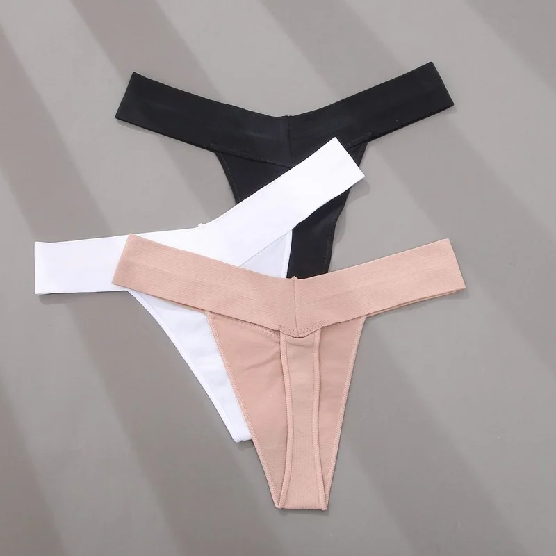 

2022 New Women's Thongs Sexy Panties Cotton G-String Low Rise Solid Female Breathable Briefs T-Back Lingerie Ropa Interior Mujer