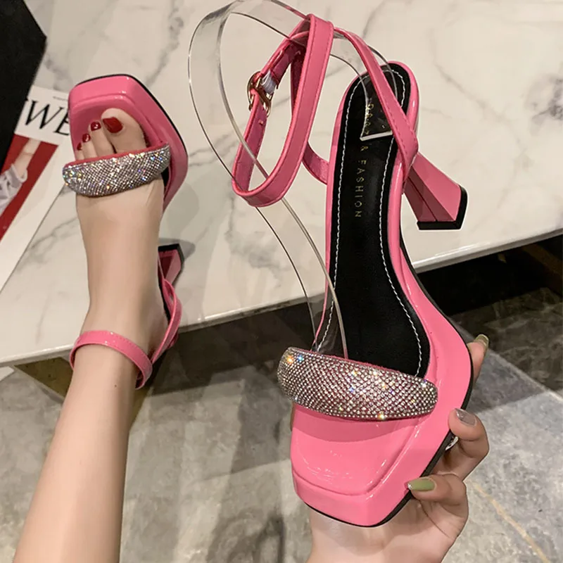 

Women Brand Luxury High Heels Shoes Crystal Thick Platform Mary Janes Shoes Summer 2022 New Sandals Party Pumps Lolita Zapatos