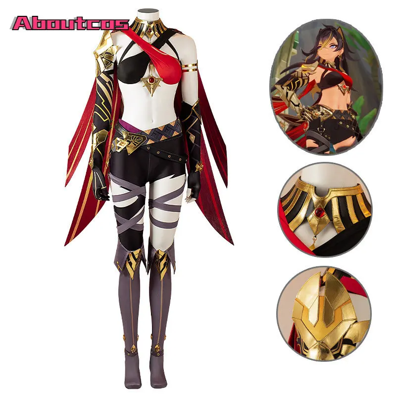 

Aboutcos Game Genshin Impact Dehya Cosplay Costume Women Sexy Bra Outfit Halloween Party Dehya Costumes Cosplay Full Set