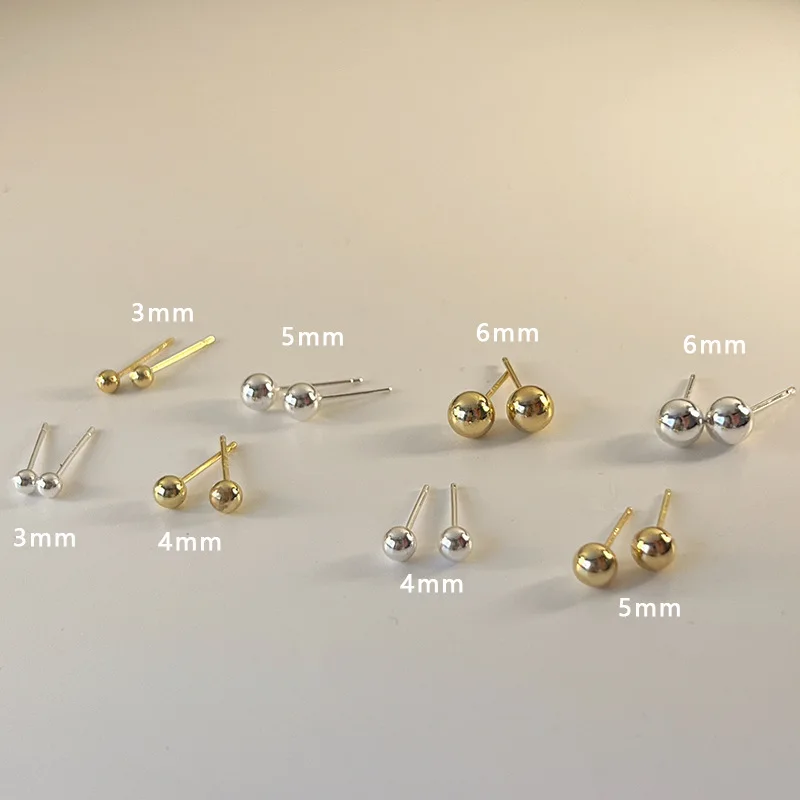 

Simple Bead Stud Earrings S925 Silver Piercing Women Fashion Jewelry Exquisite Earrings