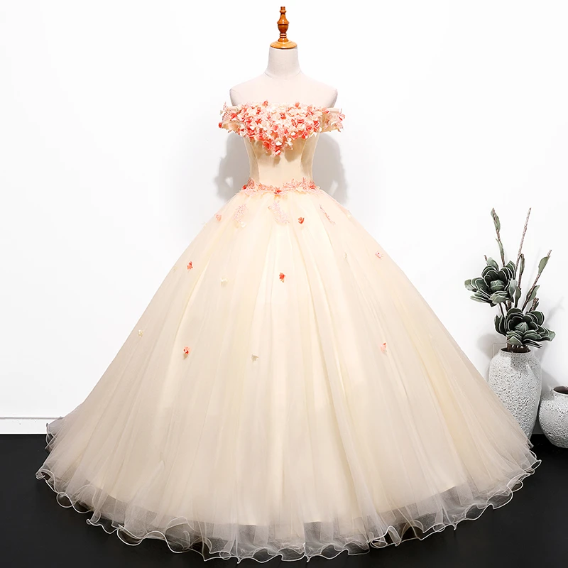 Фото Sonhar Vestidos, милые вечерние платья 15, платья Quinceanera, бальное платье, элегантное платье с открытыми плечами, 15-летнее платье по индивидуальному заказу №1