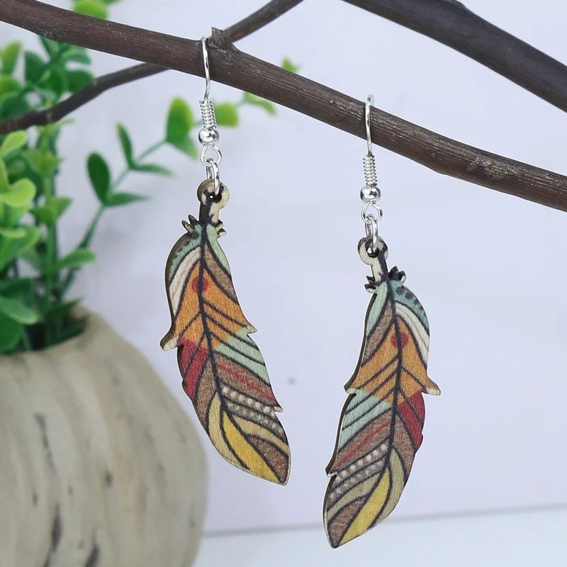 Vintage Leaf Earrings New Simple Texture Colorful Drop Dangle Hanging Boho Jewelry for Women Ethinc Indian
