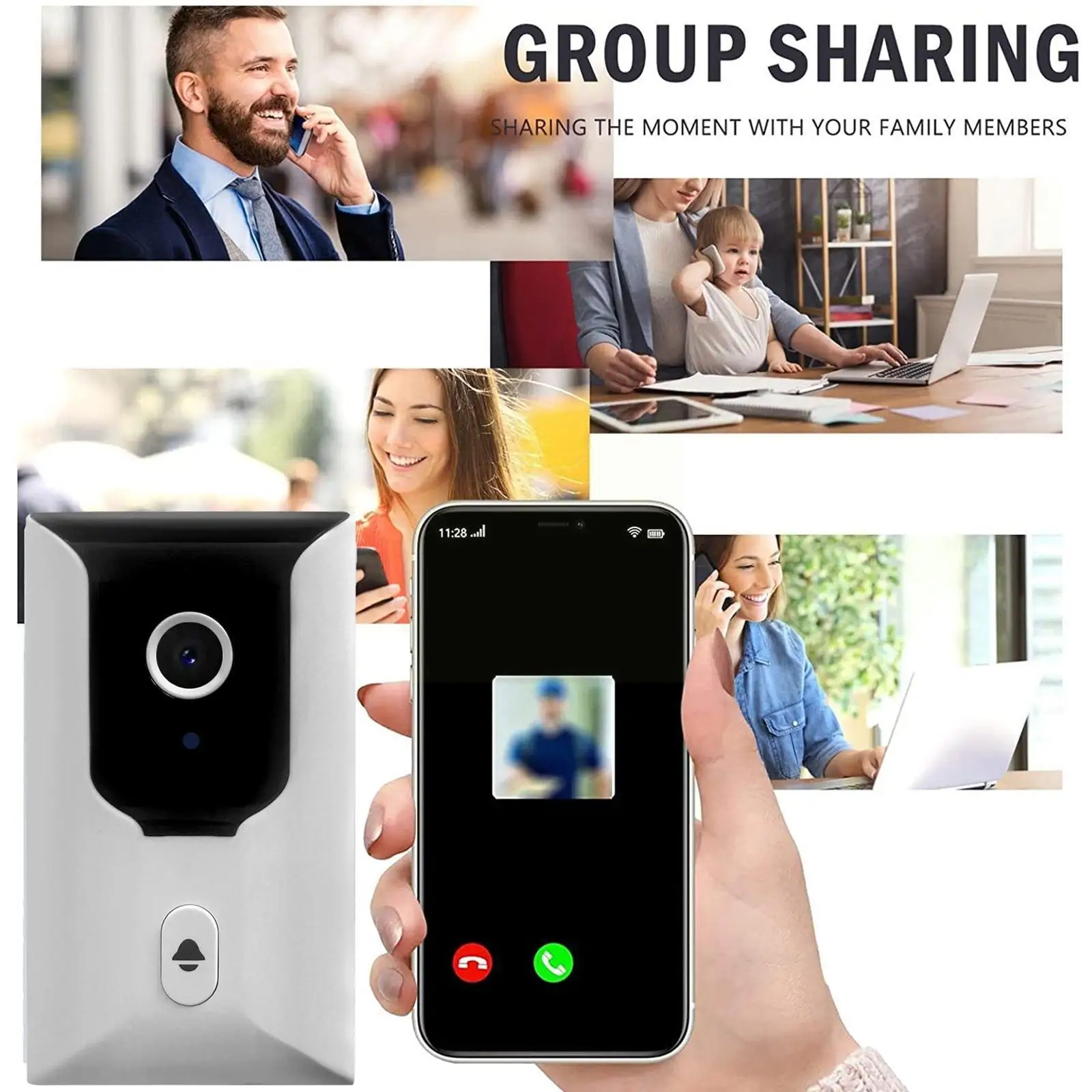 

WIFI Video Doorbell Smart Home Wireless Phone Door Recording Bell Home Protection Audio Photo Security Intercom I5X0