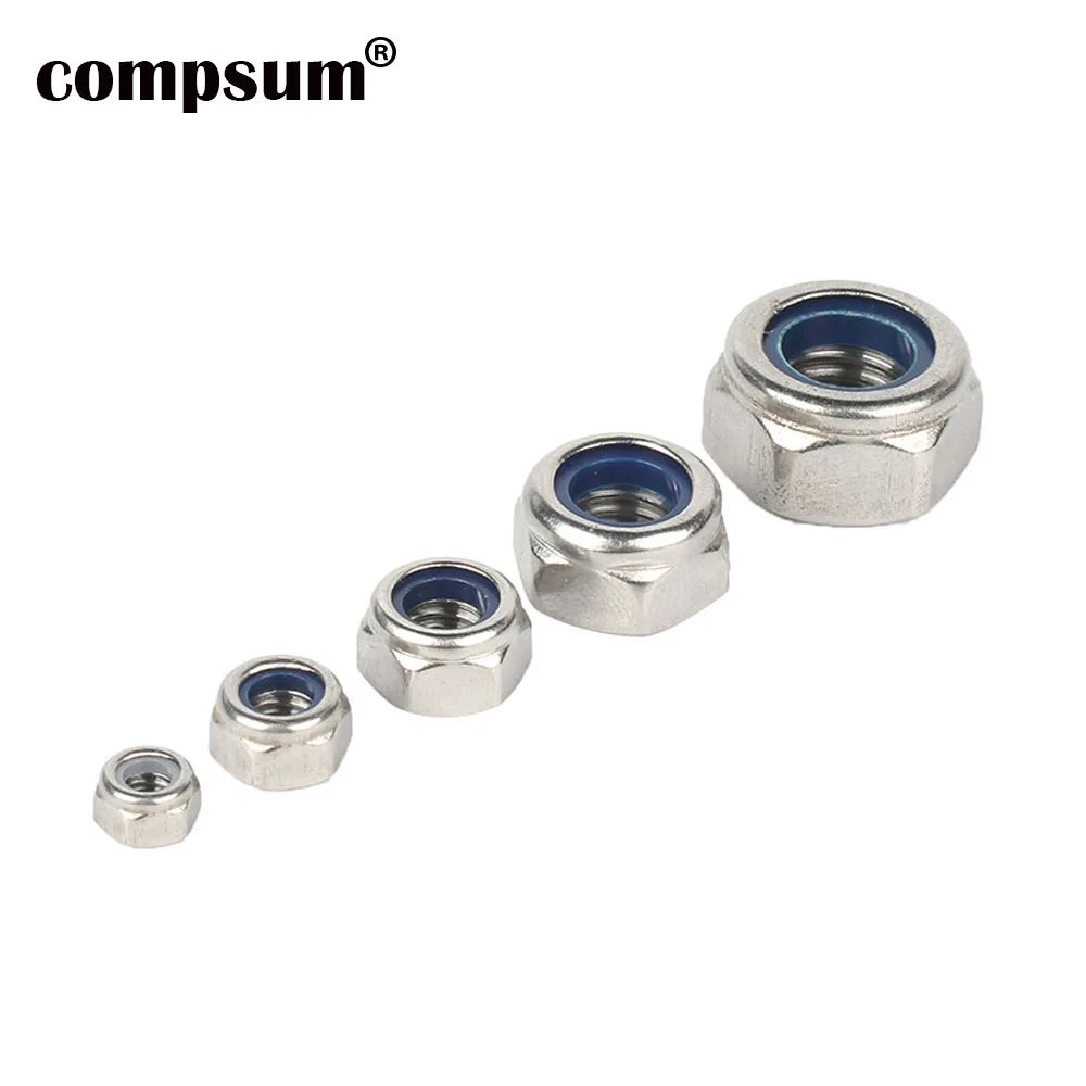 

Compsum Stainless Steel Nylon Lock Nuts Hexagon Anti-skid Self-Locking M2 M3 M4 M5 M6 M8