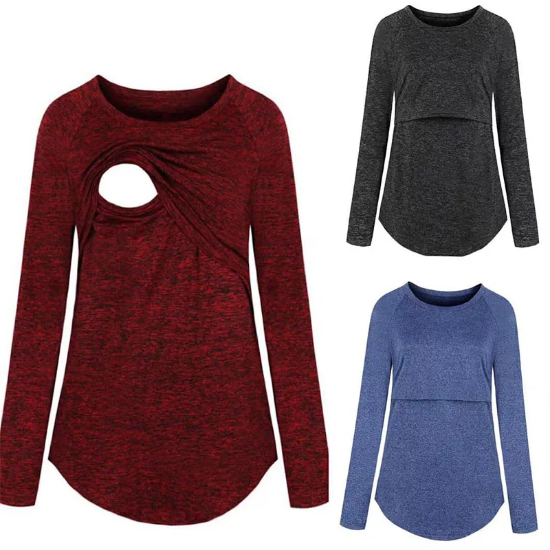 

Summer Maternity Women Nursing Tops Pregnancy Long Sleeve T-shirts Tees For Pregnant Women Breastfeeding Clothings T-shirt