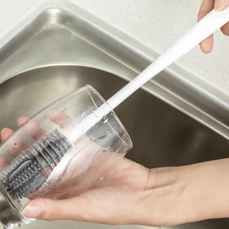 

Silicone Bottle Cleaning Brush Long Handle Cup Bottle Cleaning Brush Sponge Pot Cleaner Scourer Washer For Cleaning Sport Bottle