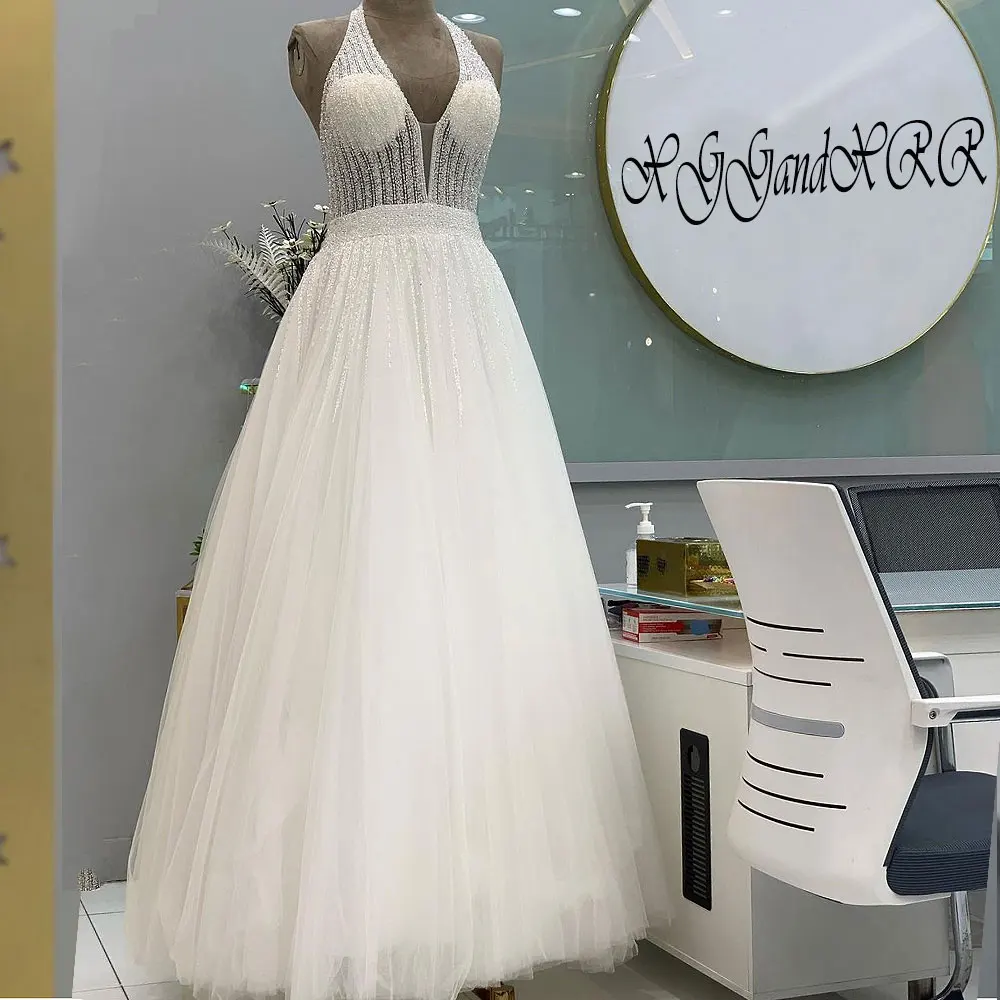 

Hot Sale Halter Beading Long Prom Dresses 2022 Sexy Backless Evening Party Gown Elegant Pageant Dress Custom Made Lace Up Dress