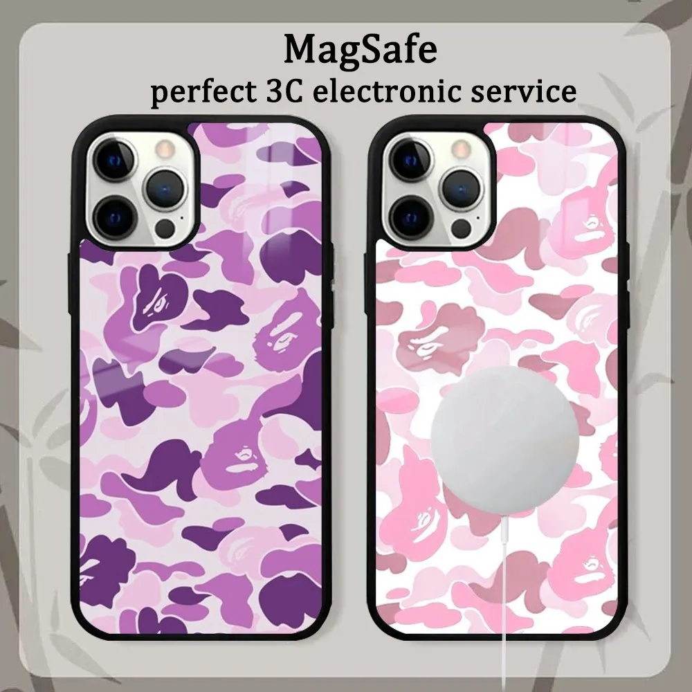 Чехол для телефона ABC CAMO B-bape-E IPhone 16 15 14 13 12 11 Pro Max Plus Mini Magsafe Mirror беспроводной
