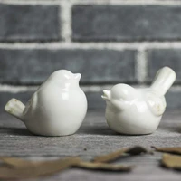 2pcs bird shaped desktop decoration porcelain crafts bird figurines adornment white open beak close beak