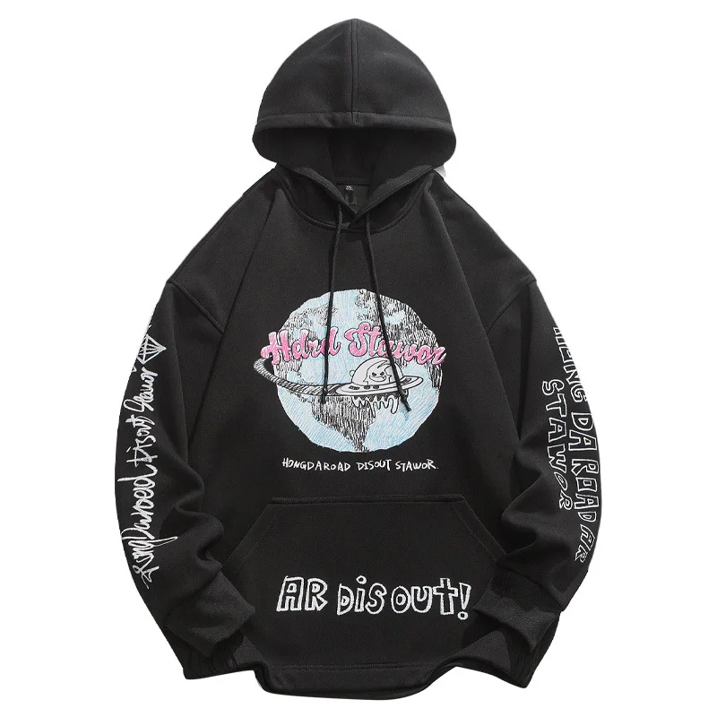 Толстовка мужская оверсайз в стиле хип-хоп свитшот с принтом уличном пуловер