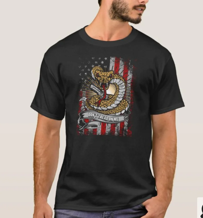 

Don't Tread on Me. Unique Rattlesnake American Flag T-Shirt. Summer Cotton Short Sleeve O-Neck Mens T Shirt New S-3XL