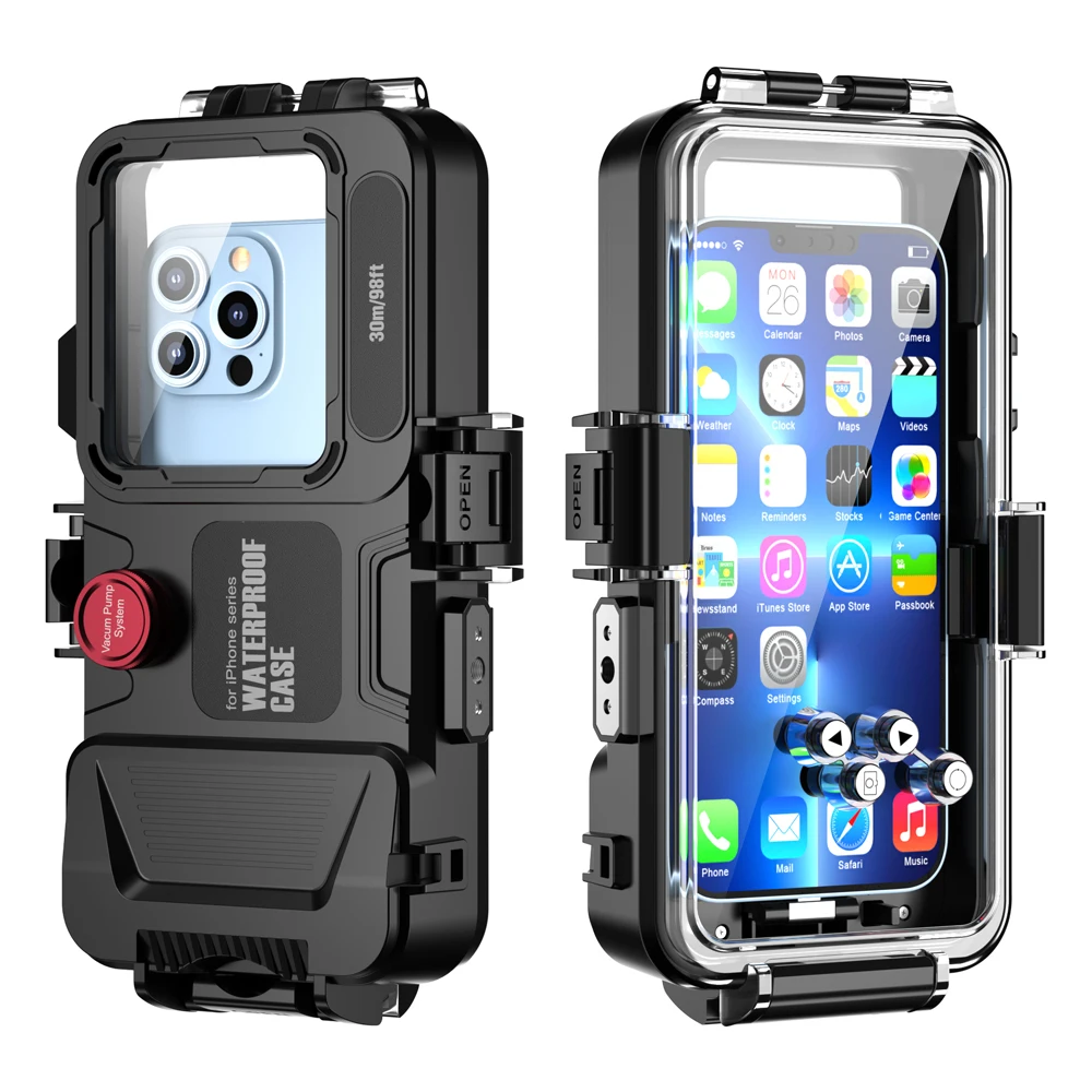 30m/98ft Submersible Waterproof Case for iPhone 14 13 Pro Max 12 11 XR XS SE 2020 8 7 Underwater Snorkeling Surfing Diving Case