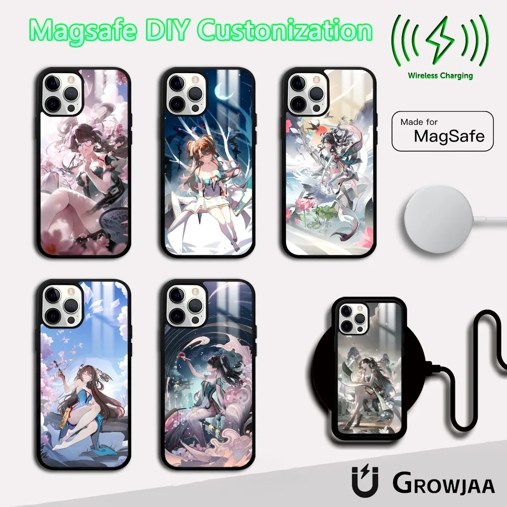 Чехол для телефона Zhezhi Wuthering Waves iPhone 16 15 14 13 12 11 Pro Max Plus Mini Magsafe Mirror беспроводной