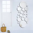Геометрические круглые зеркальные наклейки на стену, домашний фон, украшение для дома, 3D аксессуары, стерео съемное круглое зеркало