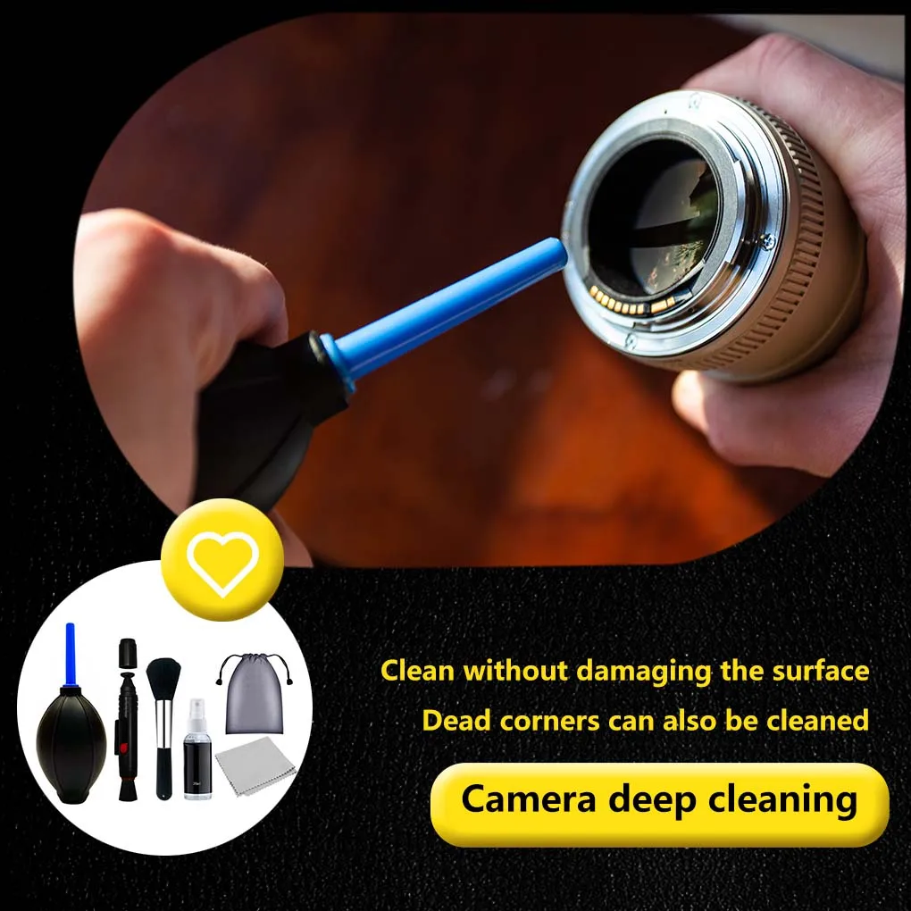 

5-in-1 Camera Cleaning Kit Camcorder Earphone Blower Brushes Set Brushing