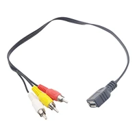 10pcs usb female jack to 3 rca male adapter audio converter video av av composite cable for hdtv tvpc television wire cord