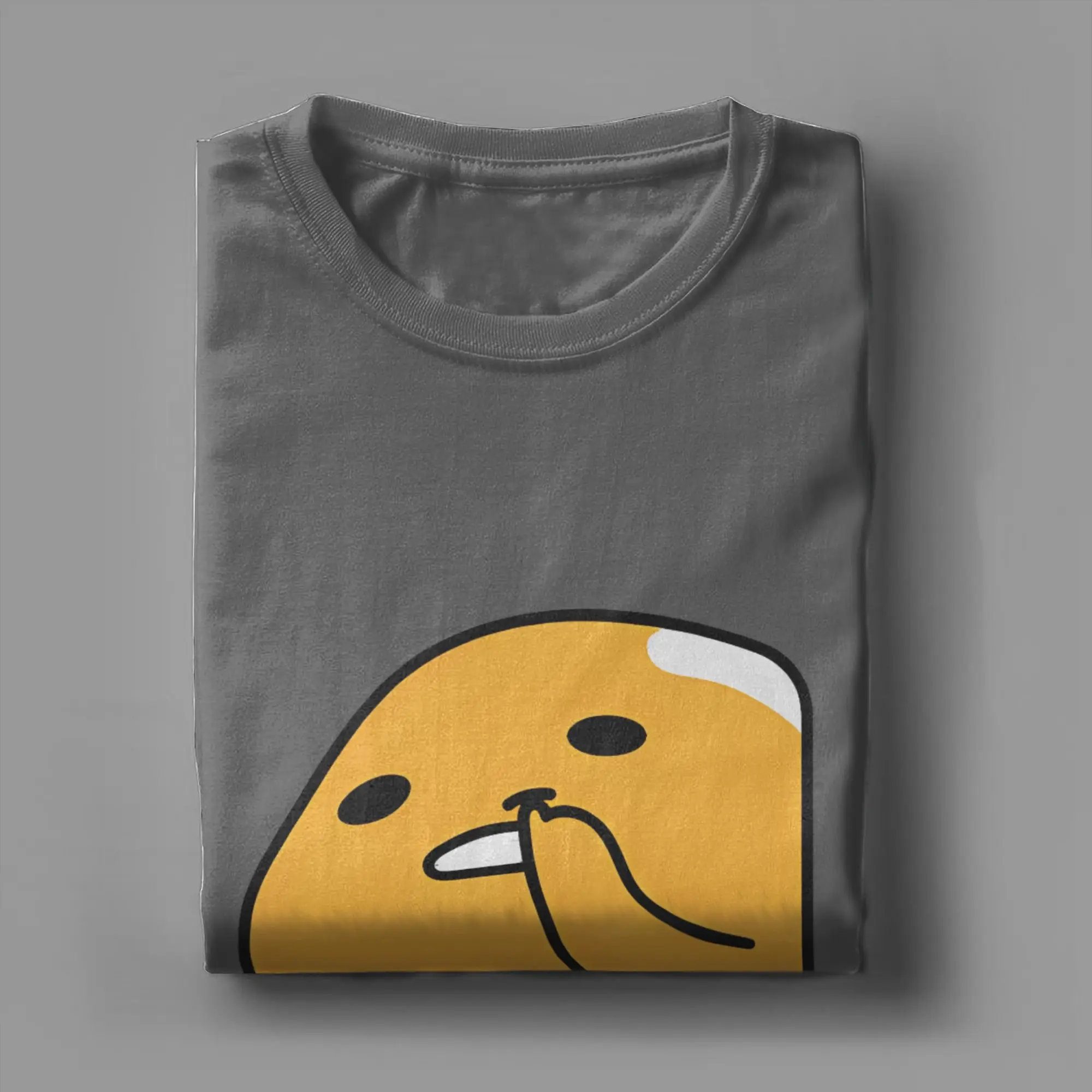 Vintage Picking Nose Gudetama T-Shirt Men Round Collar 100% Cotton T Shirts Short Sleeve Tee Shirt Graphic Printed Clothing