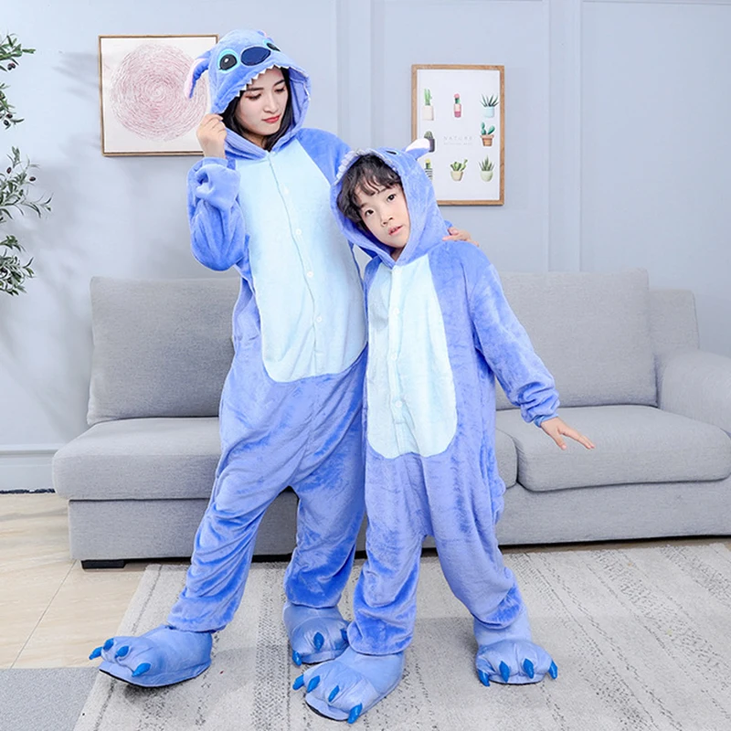 Unisex Adult Kigurumi Flannel Onesie Pajamas Cartoon Animal Cosplay Jumpsuits Sleepwear Halloween Party Costume Hooded Pyjamas