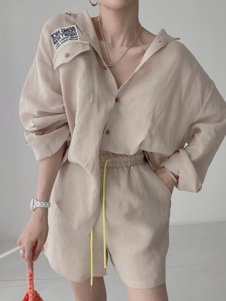 

Women Spring Summer 2 Piece Shorts Set Female Blouse Shirt Top Tracksuits Casual Fashion Pant Suits