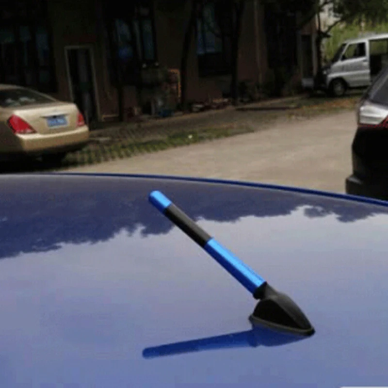 Car Styling Roof Antenna Enhanced Signal Carbon Fiber Screw Metal Short Stubby Mast Antenna