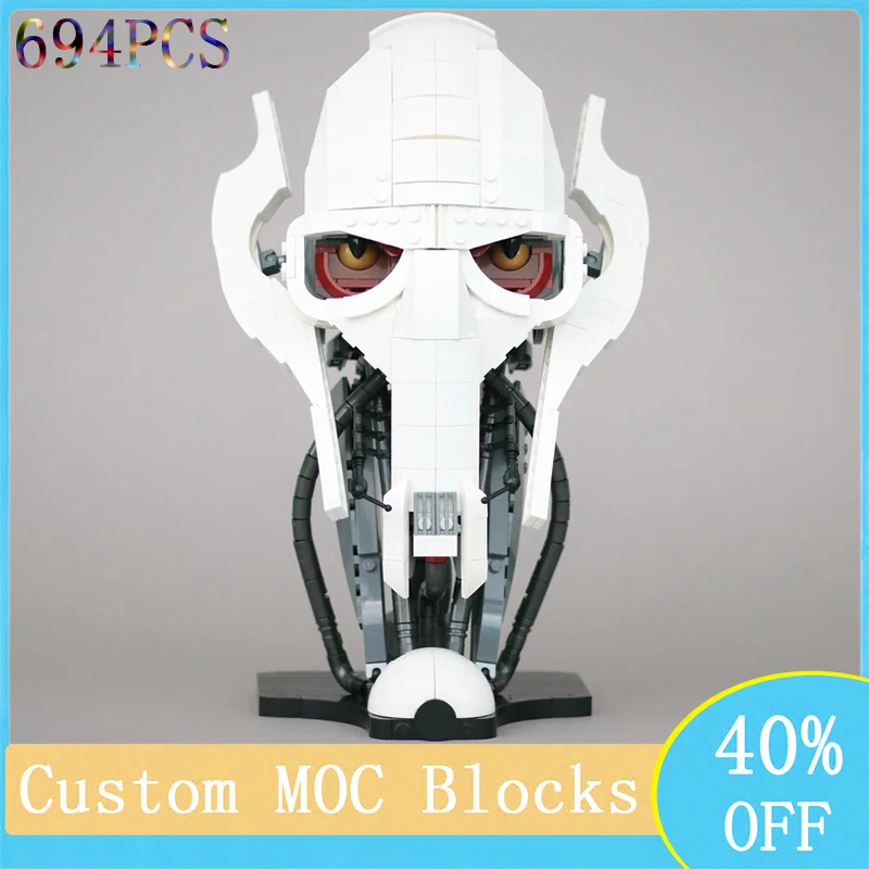 

694PCS Star Plan General Grievous Helmet MOC SpaceShip Battle Model Building Block Architecture Education Assembly Model Toy