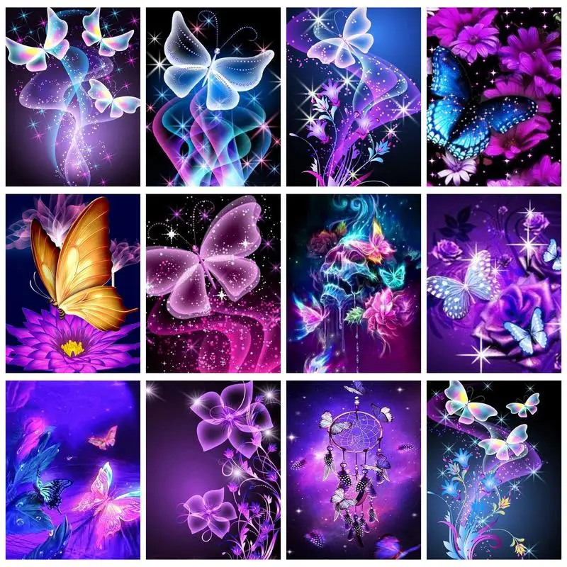 

PhotoCustom Diy Painting By Numbers For Adults Starter Kits Butterfly Animals Acrylic Paint On Canvas Picture For Home Decoratio
