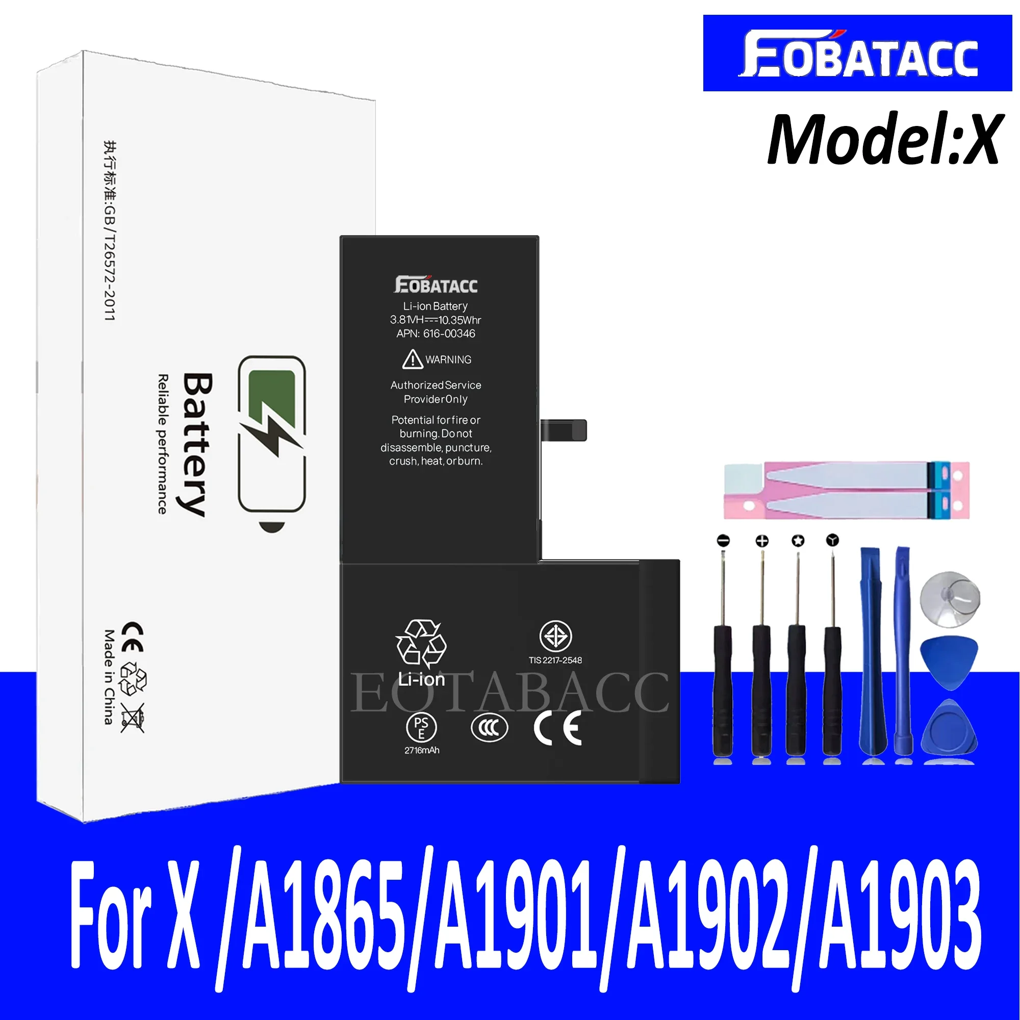 EOTABACC Высокое качество 100% оригинальный аккумулятор для iPhone X A1865 A1901 A1902 A1903