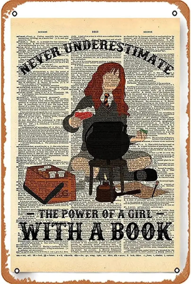 ntge Metl Tn Logo Moe Sgn Ne Undestmte The Pow Of Grl Hrry Boo Pott Wll rt Gft Booworm Decorton 812 nch