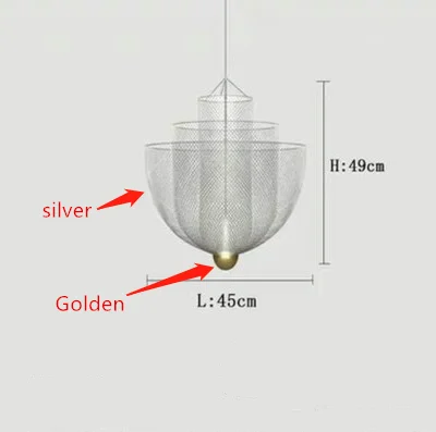 

Meshmatics Pendant lamp Metal birdcage Chandelier for Restaurant Bedroom living room LED Dimmable gold sliver mesh Pendant light