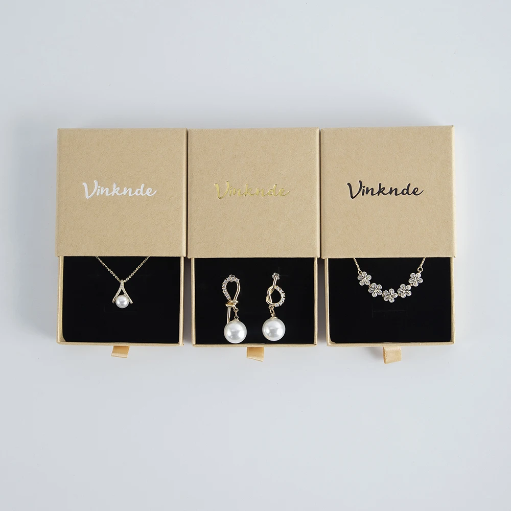 50pcs Bulk Luxury Drawer Gift Paper Cardboard Custom Logo Printed Bracelet Earring Necklace Ring Packaging Organizer Jewelry Box