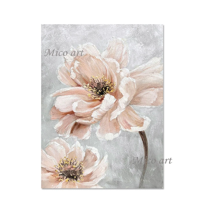 

Картины на стену без рамки для изобразительного искусства, 3d картина маслом с розовыми цветами, красивые абстрактные картины на холсте с ножом, картина ручной росписи