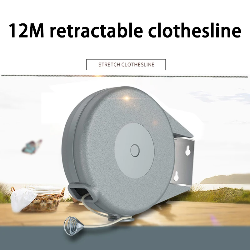 

12M Retractable Clothesline Invisible Clothes Drying Rack Rope Outdoor Dryer Organiser for Home Indoor Wall Hanger Supplies