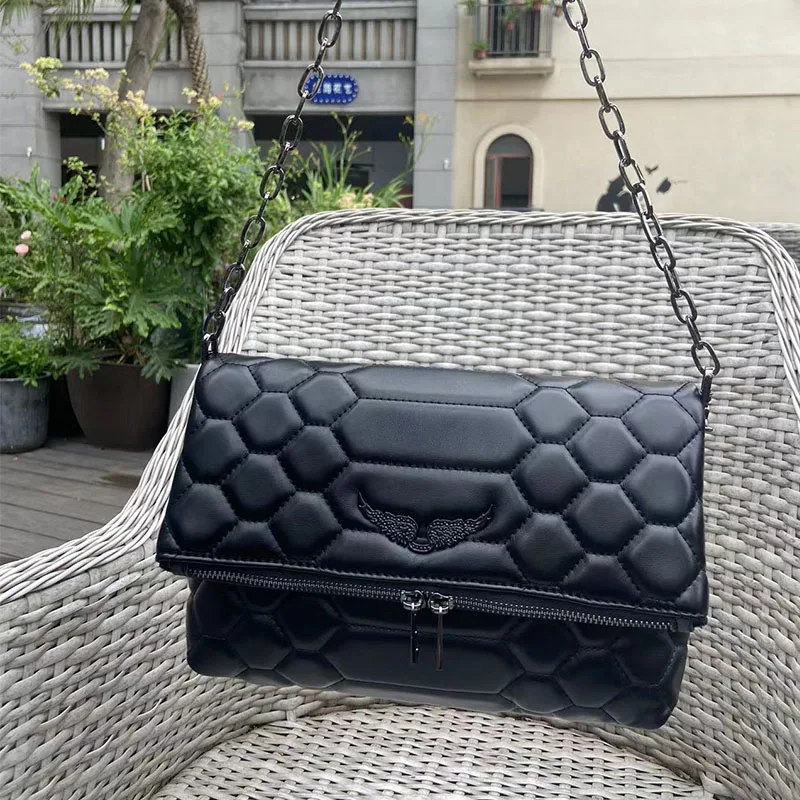 Сумка на плечо ZADIG женская, дизайнерский саквояж кросс-боди с украшением в виде крыльев, с шестиугольным откидным клапаном, на молнии, со змеиным узором