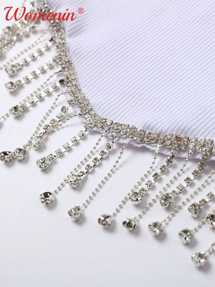 Женские сексуальные Стильные укороченные топы с бахромой Осенние облегающие