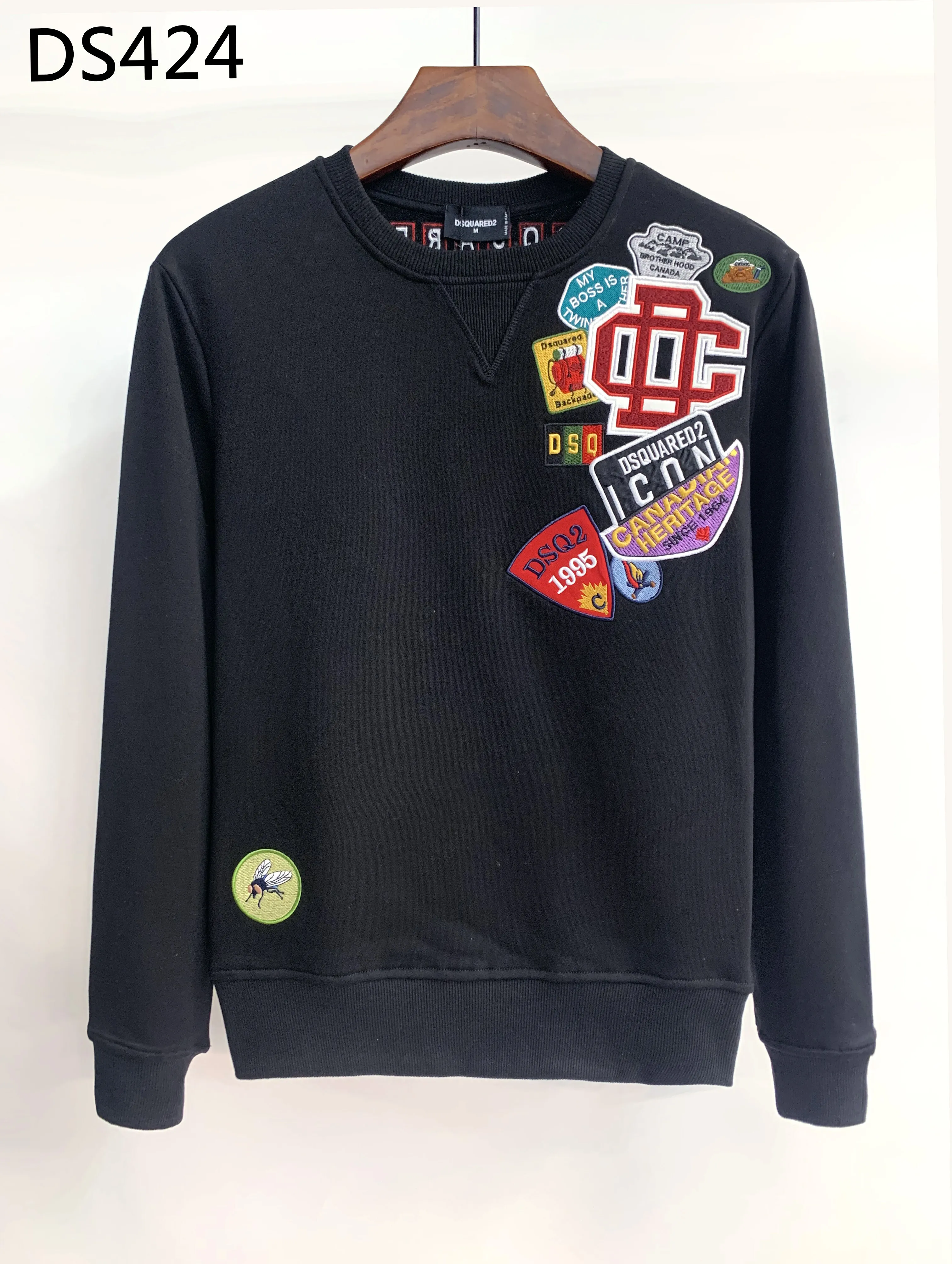 New Dsquared2 Men's Ladies Couple D2 Fashion Medal Embroidered Long Sleeve Dsq2 Simple Knit Crew Neck Sweatshirt M--XXXL DS424