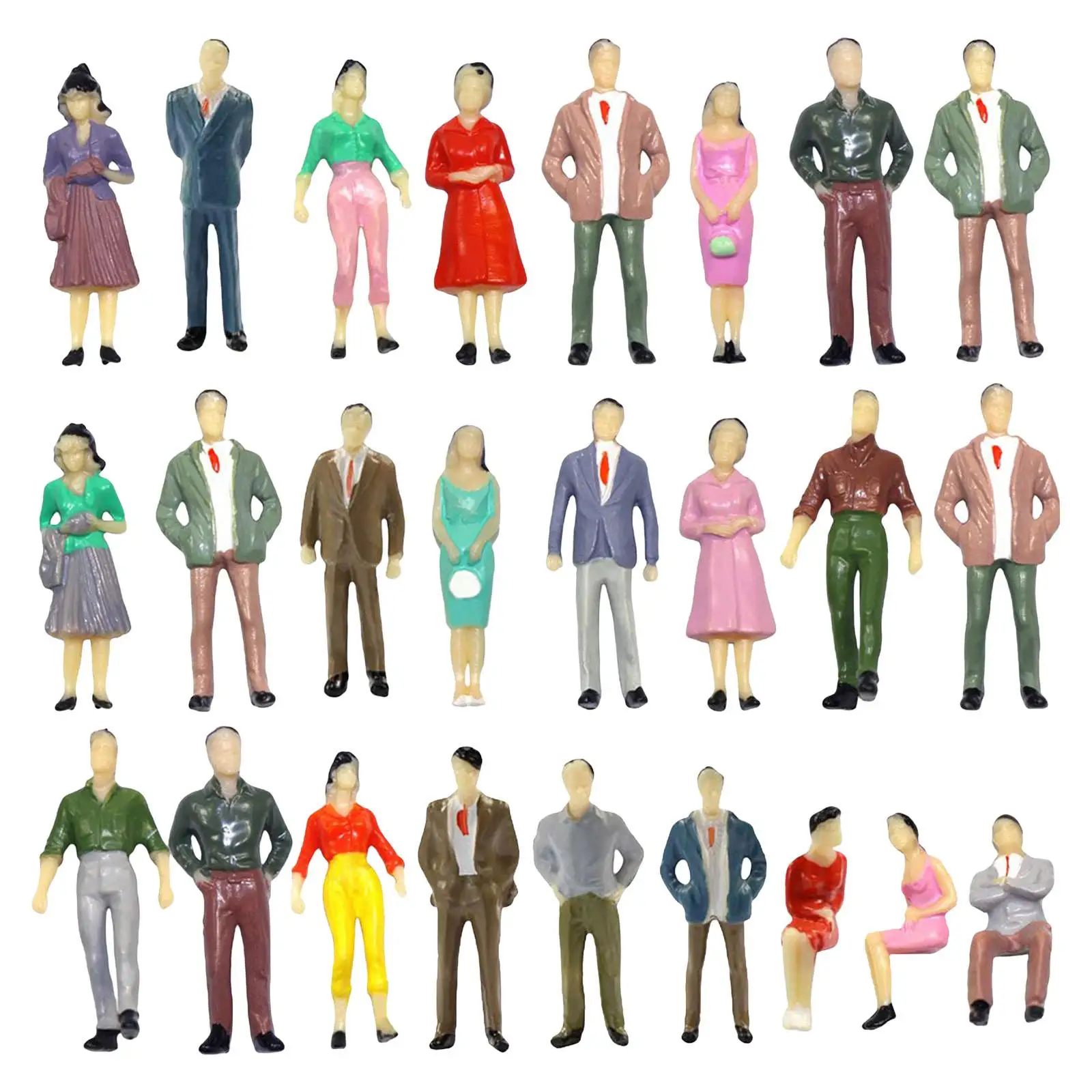 

50Pcs 1/50 HO Scale People Figures Painted for Train Layout Miniature Scenes