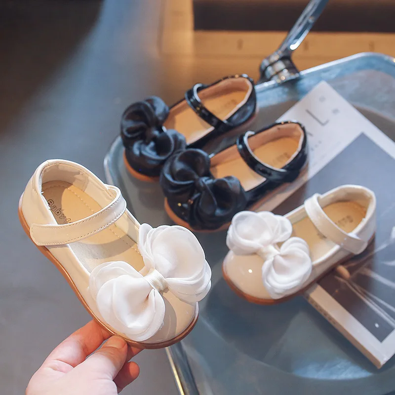 

Girls Shallow Mary Jane Shoes 2022 Autumn Spring Kids Lace Bow Simple Leather Shoes Children Hook Loop Boat Casual Shoes