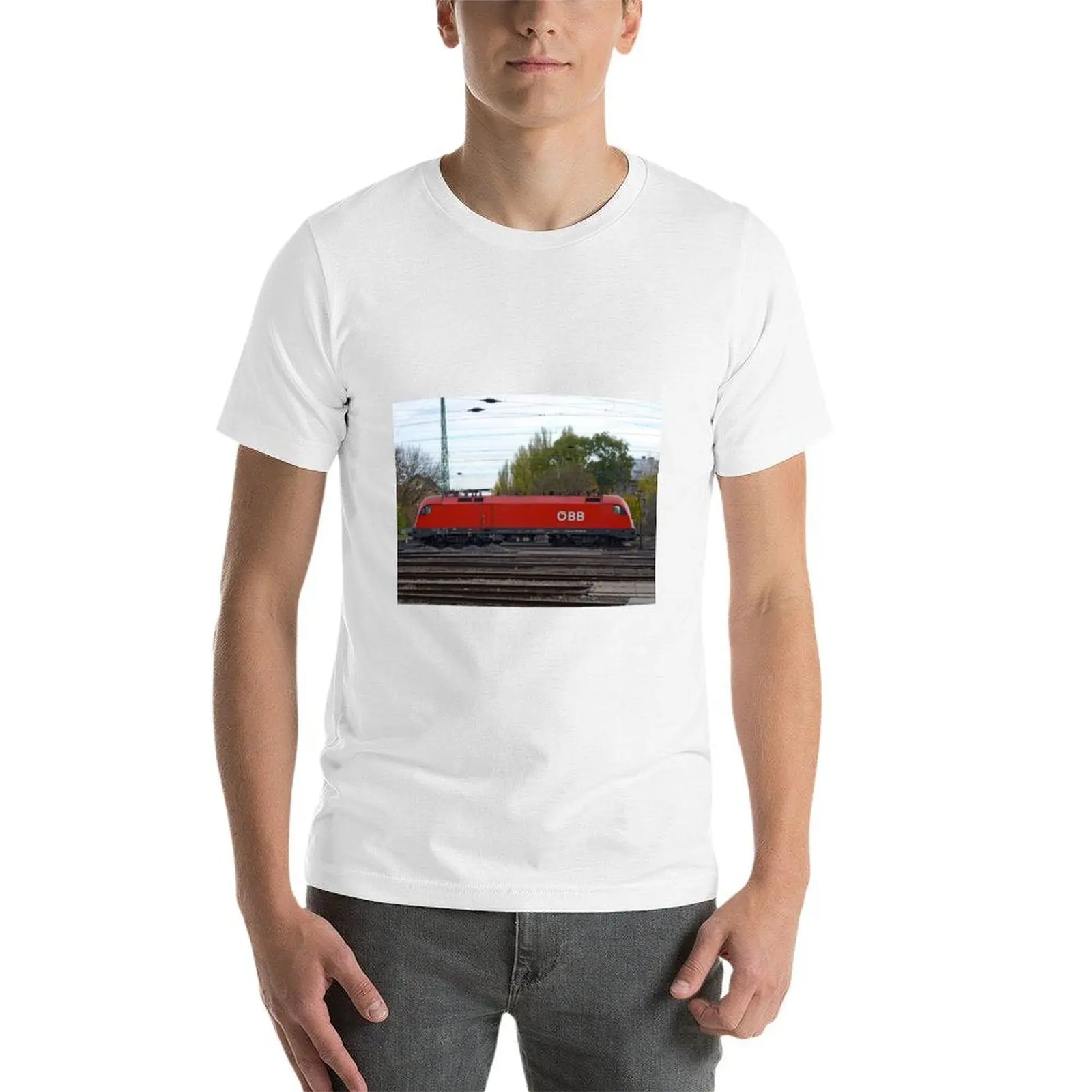 Фото Футболка OBB Austrian Railways Electric Loco, футболки с аниме-принтом, футболки оверсайз с аниме-принтом для мужчин, футболка №3