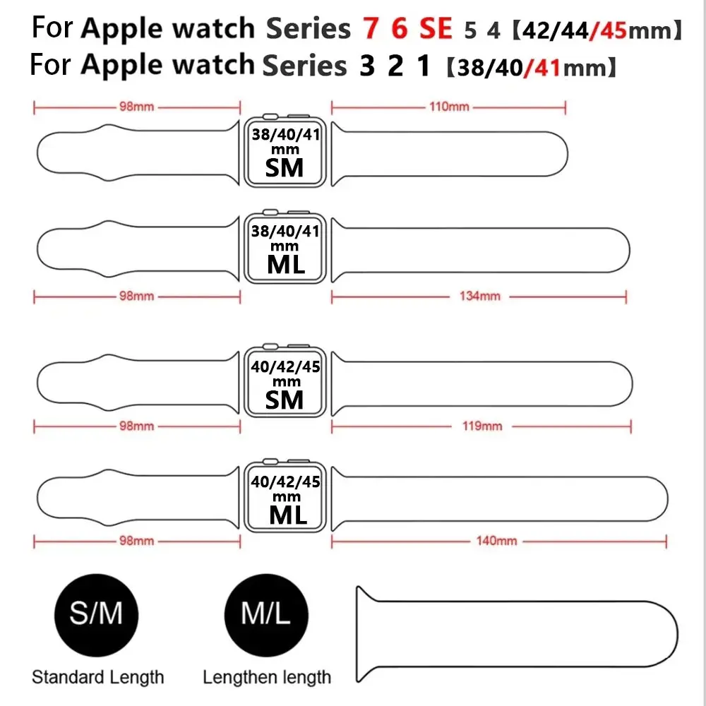 Ремешок силиконовый для Apple Watch Band 41 40 45 44 мм цветной браслет iWatch 3/4/5/6/SE 7 watch band 42 38