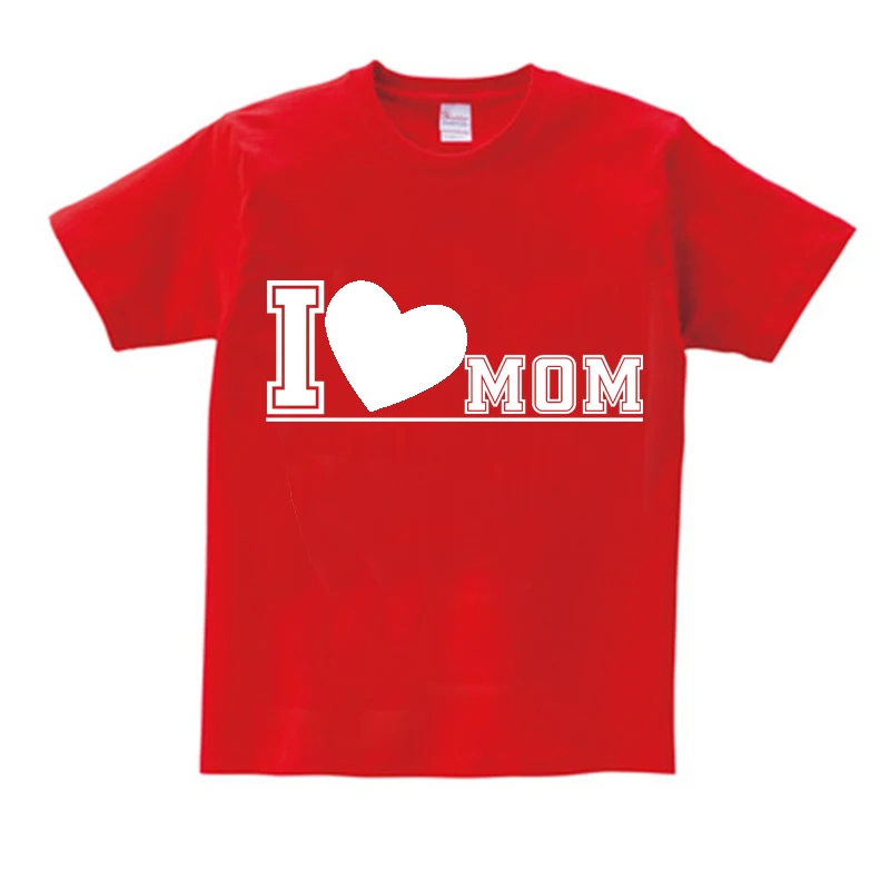 

2022 New Hot Sale Cartoon Letter I Love Mom Printing T-shirt Boys and Girls Round Neck Summer Soft Cotton Children's T-shirt