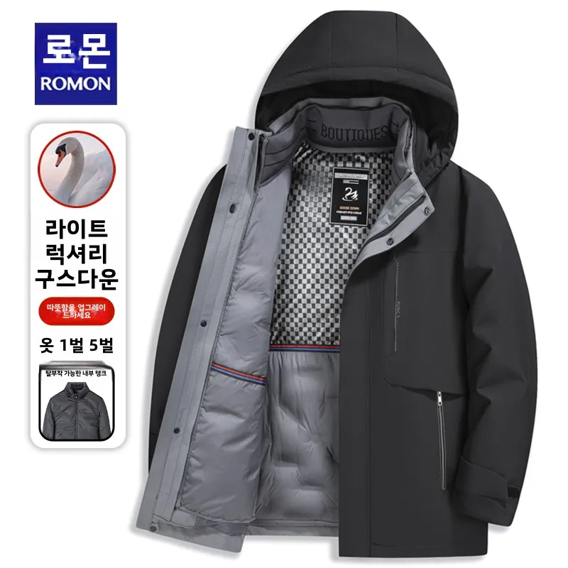 Куртка на гусином пуху Romon мужская зимняя одежда для папы среднего и пожилого