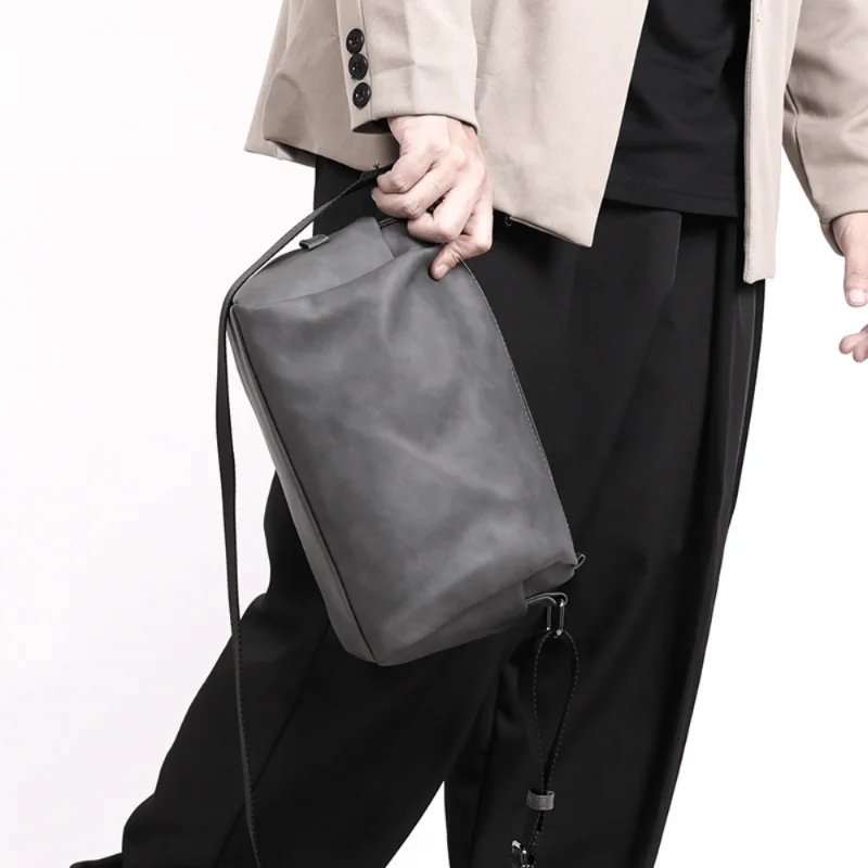 Men's Large Capacity Shoulder Bags Retro Messenger Bag PU Leather Crossbody Bags Korean Tooling Minimalist Shoulder Bags for Men