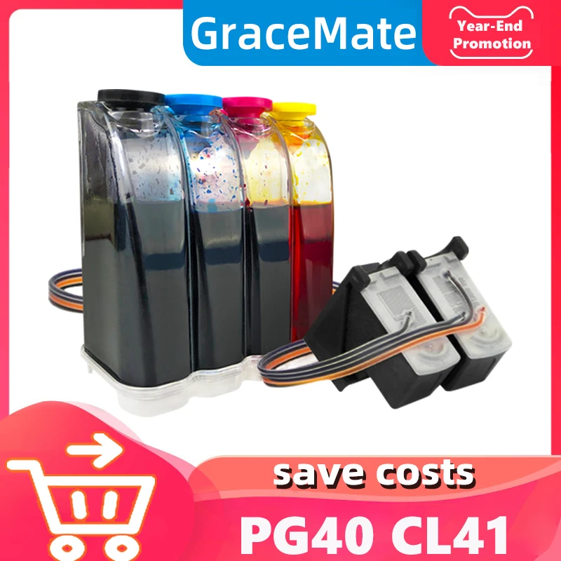

PG40 CL41 CISS Replacement for Canon pg40 cl41 Ink Cartridge for Pixma IP1180 1800 1880 1980 MP140 MP145 MP150 MP160 MP180 MP170